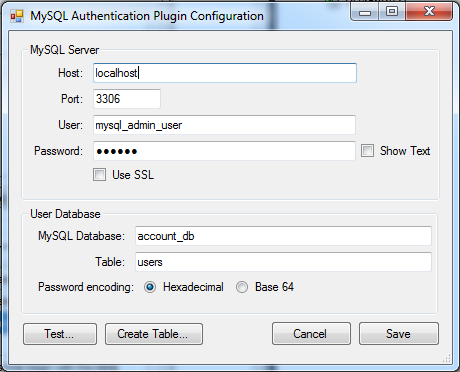 MySQL Auth Configuration