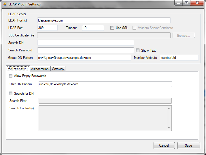 LDAP configuration